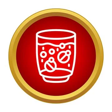 Effervescent tablet dissolving in water icon for medicine Stock Illustration
