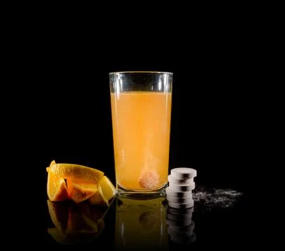 Effervescent tablets and water Stock Photos