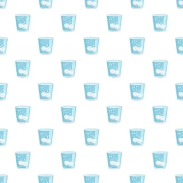 Effervescent tablets dissolving in water glass seamless pattern Ilustración de archivo