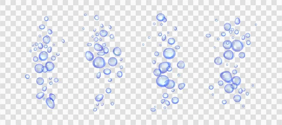 Effervescent water fizz, blue air bubbles in realistic style Stock Illustration