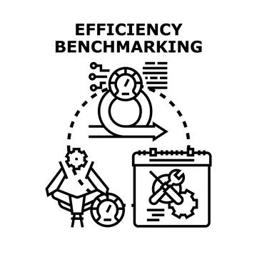 Efficiency benchmarking process with performance optimization metrics Stock Illustration