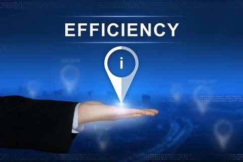 Efficiency button on blurred background Stock Photos