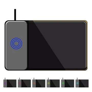 Efficiency charging mouse pad wireless cartoon vector graphic Stock Illustration