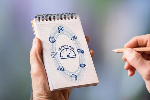 Efficiency concept on a notepad Stock Photos
