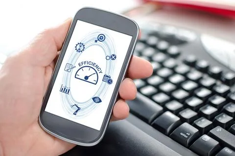 Efficiency concept on a smartphone Foto stock