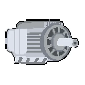 Efficiency electric motor pixel art vector illustration Stock Illustration