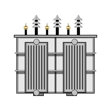 Efficiency electrical transformer cartoon vector illustration Stock Illustration