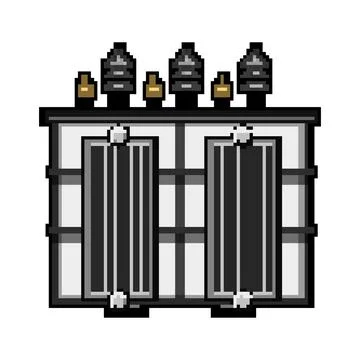 Efficiency electrical transformer pixel art vector illustration Illustrazione stock