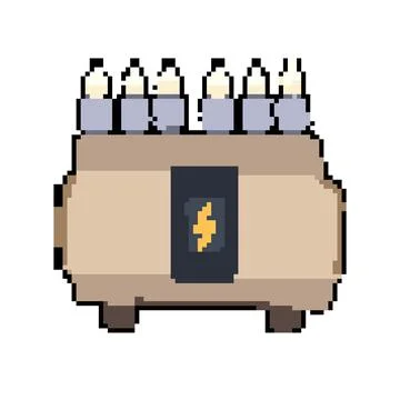 Efficiency electrical transformer pixel art vector illustration Illustrazione stock