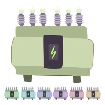Efficiency electrical transformer vector cartoon graphic Illustrazione stock