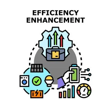 Efficiency enhancement process improving business and energy performance Stock Illustration