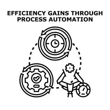 Efficiency gains through streamlined process automation concept Stock Illustration