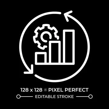 Efficiency graph cycle pixel perfect white linear icon for dark theme Stock Illustration