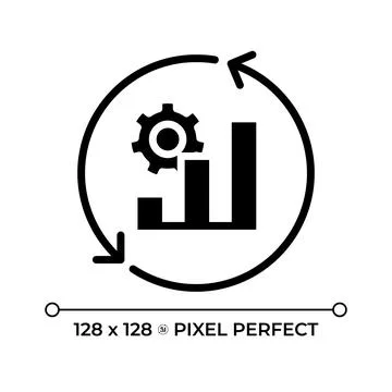 Efficiency graph cycle pixel perfect black glyph icon Stock Illustration