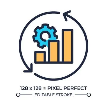 Efficiency graph cycle RGB pixel perfect color icon Stock Illustration