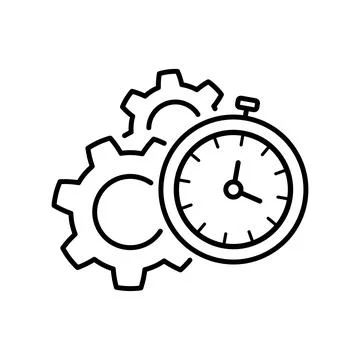Efficiency ico in flat style. Clock outline symbol Stock Illustration