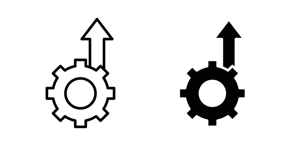 Efficiency icon solid, line, and editable vector set. Stock Illustration