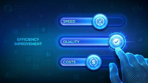Efficiency Improvement concept with sliders and settings. Business optimiza.. Stock Illustration