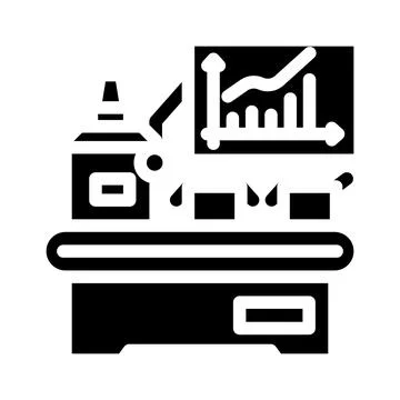 Efficiency improvement manufacturing engineer glyph icon vector illustration Stock Illustration