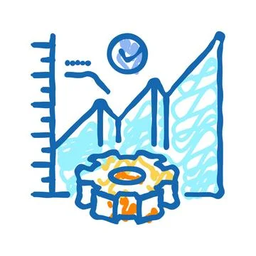 Efficiency improvement manufacturing engineer icon doodle illustration Stock Illustration