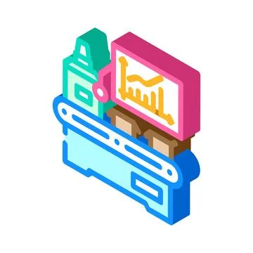 Efficiency improvement manufacturing engineer isometric icon vector illustration Stock Illustration