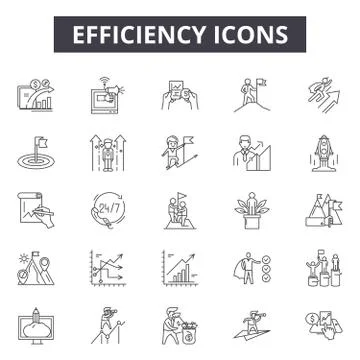Efficiency line icons for web and mobile design. Editable stroke signs Illustrazione stock