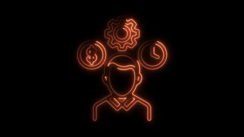Efficiency management concept animation glowing neon time money mechanism s.. Stock Footage 309915627