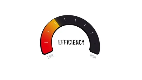 Efficiency meter animation from low to high performance, red, yellow, green d Stock Footage 316413731