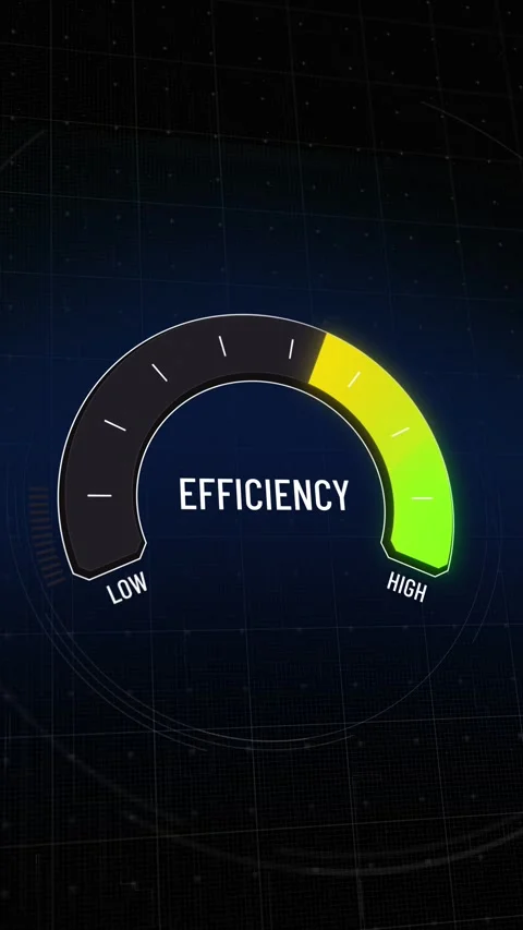 Efficiency meter digital gauge presentation, moving from high to low, red to  Stock Footage 316340200
