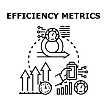 Efficiency metrics measuring business process improvement performance Stock Illustration