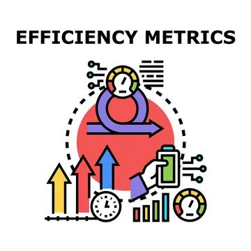 Efficiency metrics measuring business process improvement performance Stock Illustration