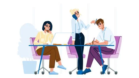 Efficiency multitasking business meeting vector イラスト素材