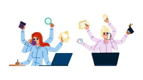 Efficiency multitasking woman vector Illustrazione stock