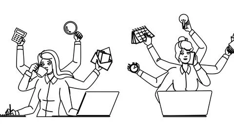 Efficiency multitasking woman vector Illustrazione stock