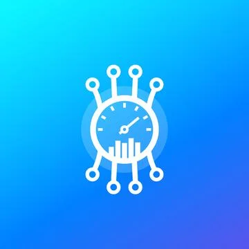 Efficiency, performance meter icon, vector 스톡 일러스트