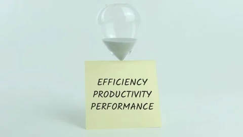 Efficiency Productivity Performance written on yellow sticky note Stock Footage 313478296
