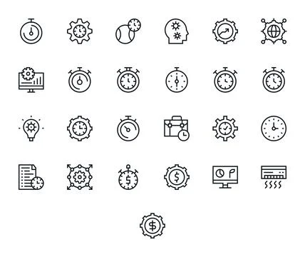 Efficiency Professional Vector Set with 25 Regular Line Detail Enhanced Ret.. イラスト素材