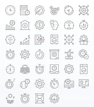 Efficiency Professional Vector Set with 40 Thin Line Pixel Optimized High R.. Stock Illustration