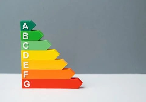An efficiency scale. A tier list from best to worst. Energy efficiency. Conce Stock-Fotos