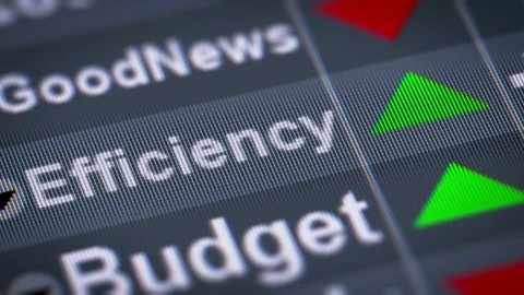 "Efficiency" on the screen. Up. Looping. Video stock 70687845