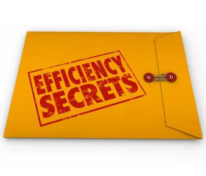 Efficiency secrets yellow classified envelope confidential tips advice Stock Illustration