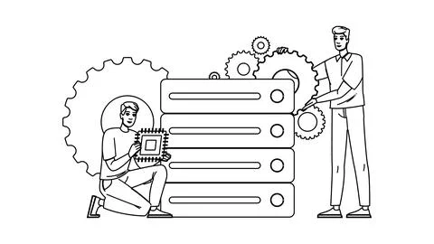 Efficiency server upgrade vector Illustrazione stock
