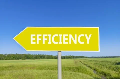 Efficiency symbol. Concept word Efficiency on beautiful yellow road sign. B.. Stock Photos