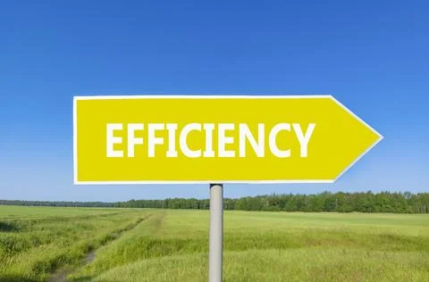 Efficiency symbol. Concept word Efficiency on beautiful yellow road sign. B.. Stock Photos