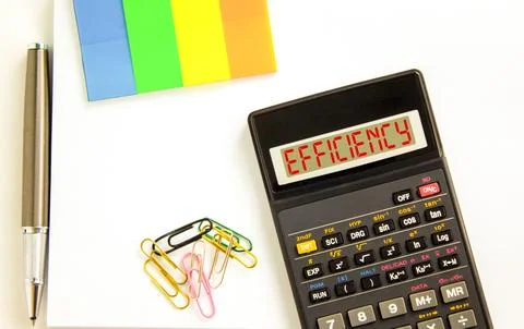 Efficiency symbol. Concept word Efficiency on beautiful black calculator's .. Stock Photos