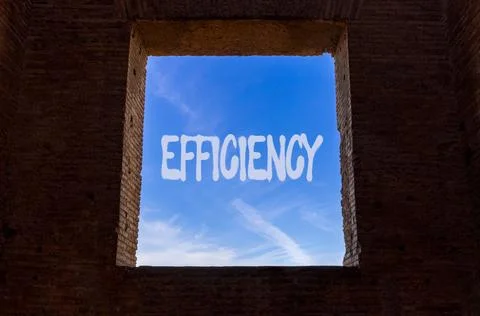 Efficiency symbol. Concept word Efficiency on beautiful blue sky in window... Stock Photos