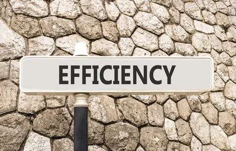 Efficiency symbol. Concept word Efficiency on beautiful grey road sign. Bea.. Stock Photos