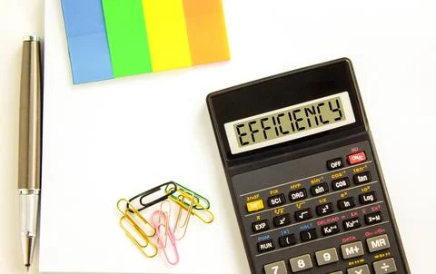 Efficiency symbol. Concept word Efficiency on beautiful black calculator's .. Stock Photos
