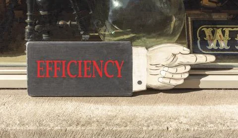 Efficiency symbol. Concept word Efficiency on beautiful black wooden sign a.. Stock Photos