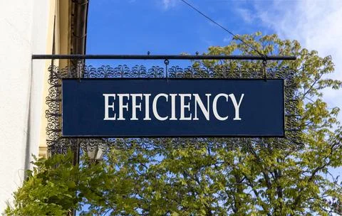 Efficiency symbol. Concept word Efficiency on beautiful black road sign. Be.. Stock Photos